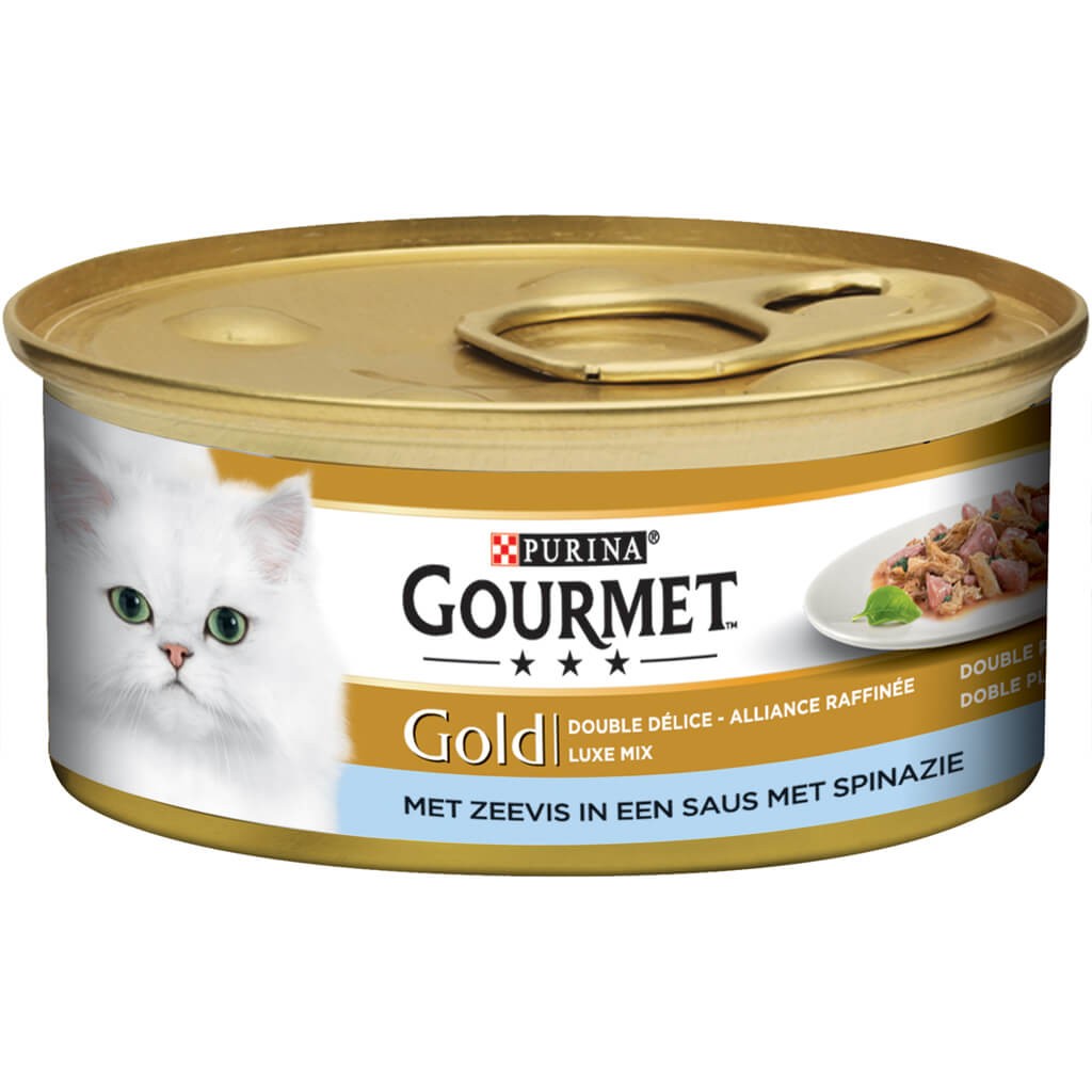 Gourmet Gold met zeevis in een saus met spinazie kattenvoer