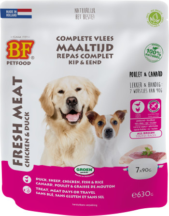 BF Petfood Kødmåltid kylling med and hundefoder (90 g)