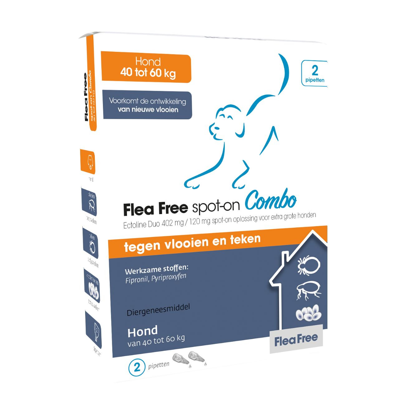 Flea Free Ectoline Duo Hond voor honden van 40 tot 60 kg