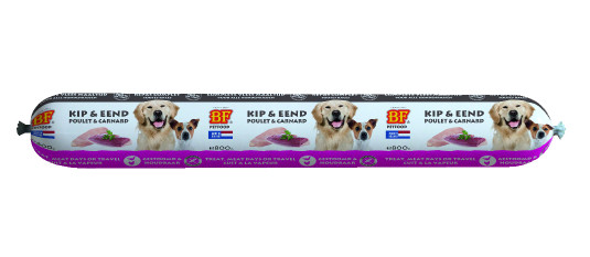 BF Petfood Kødmåltid kylling med and hundefoder (pølse 800 g)