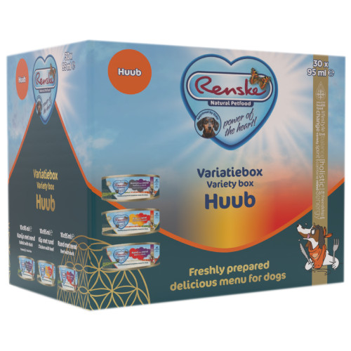 Renske Vers bereid Variatie box HUUB hondenvoer (30x95gr)