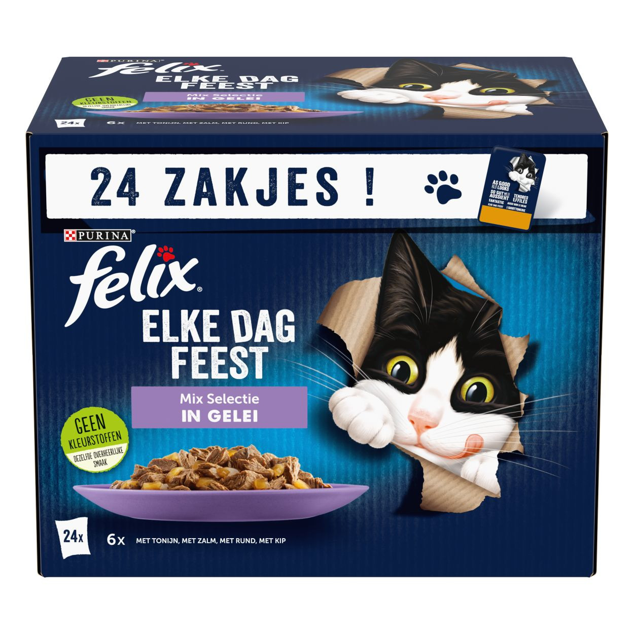 Felix Elke Dag Feest Mix Selectie in gelei kattenvoer (24 x 85 g)