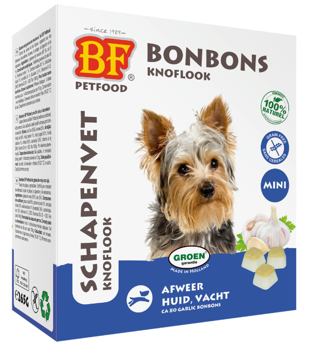 BF Petfood Fårefedt Mini bonbons med hvidløg til hunde