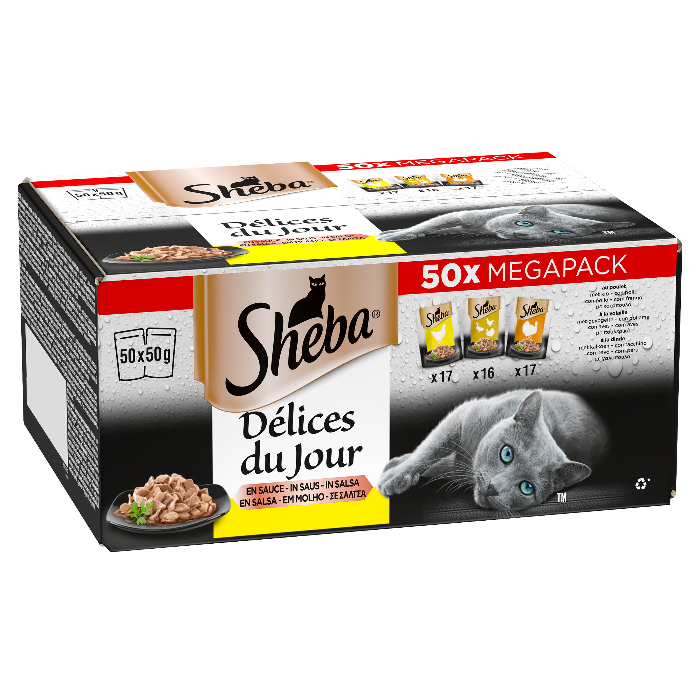 Sheba Delices du Jour Fjerkræ Selectie i sauce til katte multipack (50g)