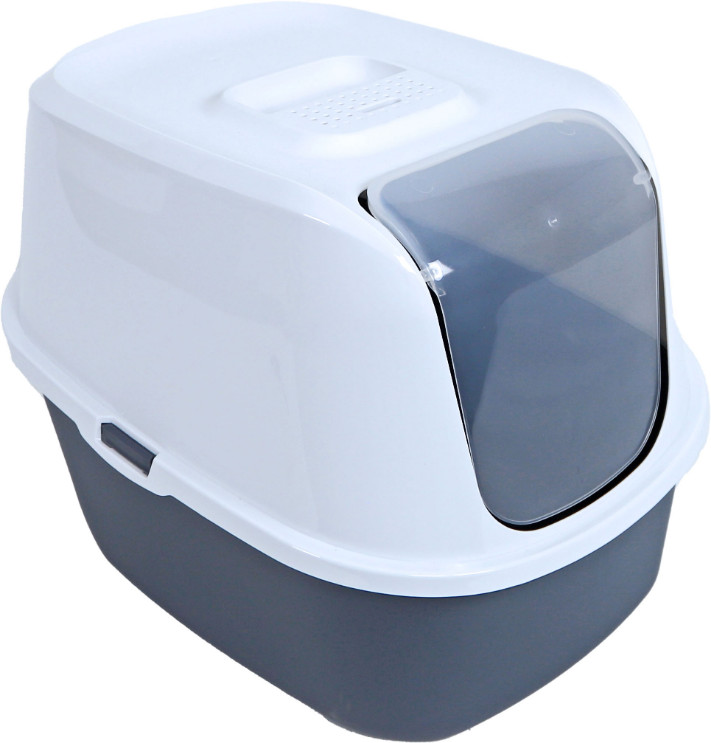 Moderna kattentoilet Just Eazy van recycle plastic grijs/wit