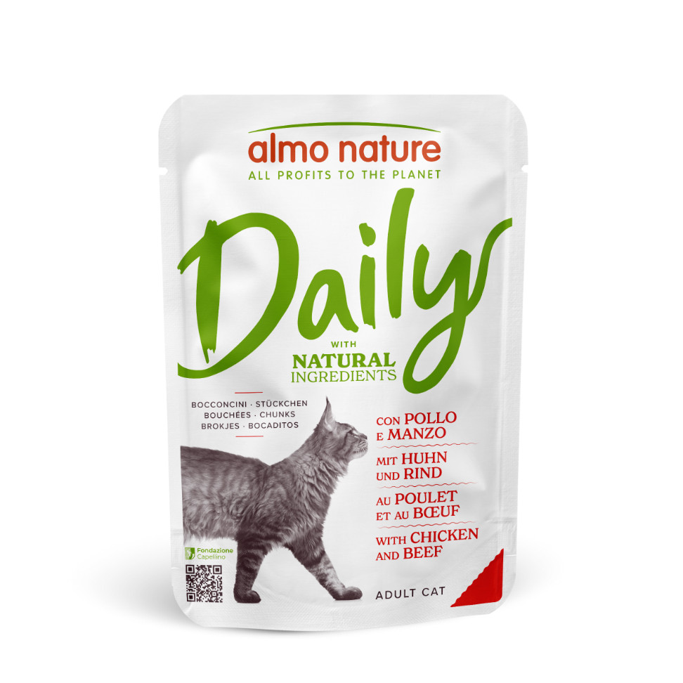 Almo Nature Daily med kylling og oksekød vådfoder til katte (70 g)