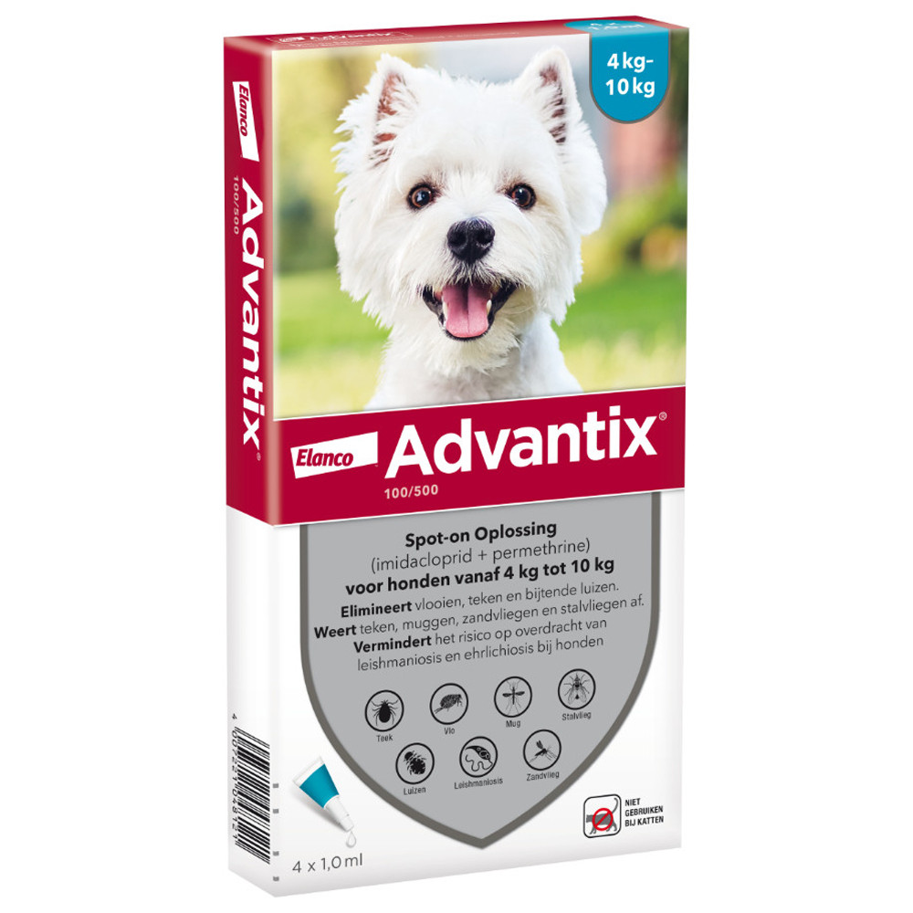 Advantix 100/500 loppemiddel til hunde (4 - 10 kg)